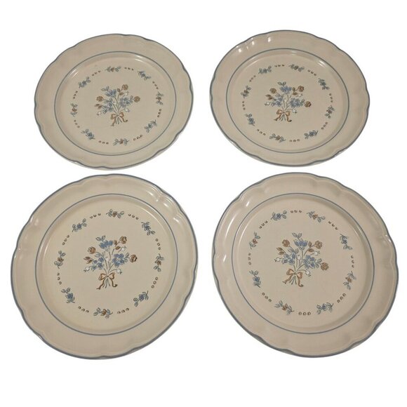 Cordella Bluet Hand Decorated 7 ¾” Stoneware Salad Luncheon Plates – Set of 4 - Picture 1 of 12